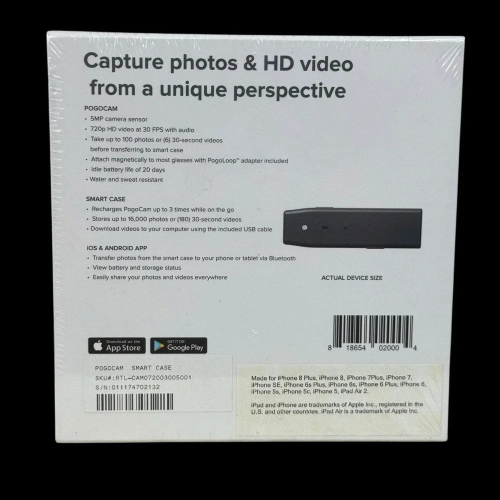 PogoTec - PogoCam Tiny, Removable Photo‎ & HD Video Camera for Your Glasses New